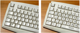 set di etichette adesive che riproduce, in formato ingrandito, ogni segno grafico della tastiera del PC